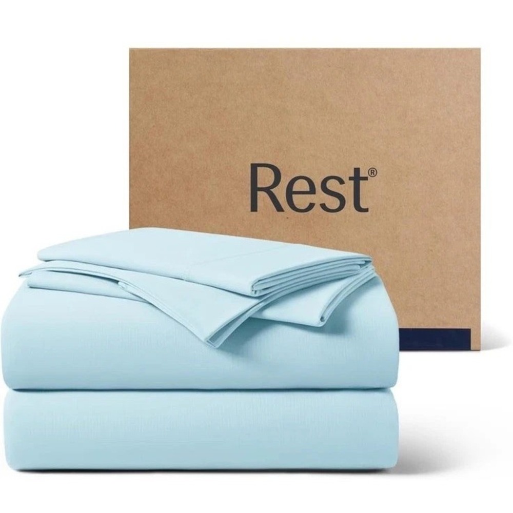 Rest Evercool+ King Sheet Set Aqua Blue Cooling Ionic+ Silver Deep Pocket